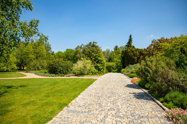 布拉格植物园的美丽风景在缤纷的春天，捷克共和国图片下载