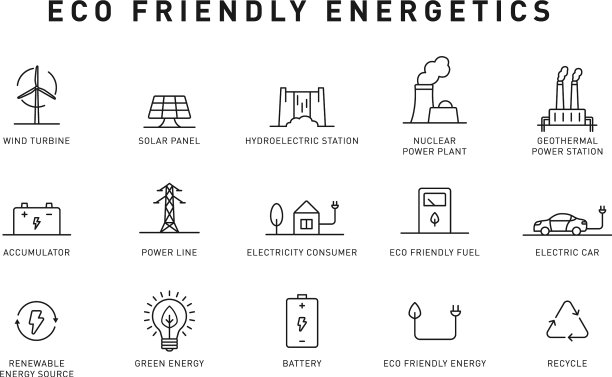 设置绿色能源细线图标图标图片下载