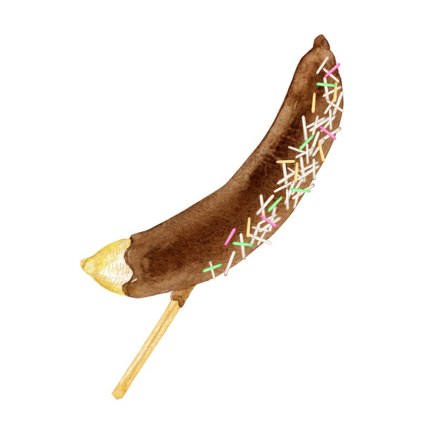 在节日里，巧克力包裹的香蕉食品摊图片下载