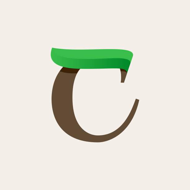 生态衬线字母标志配绿叶图片下载