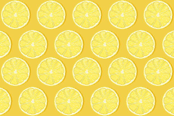 柠檬片模式上黄色背景插图向量eps10素材图片