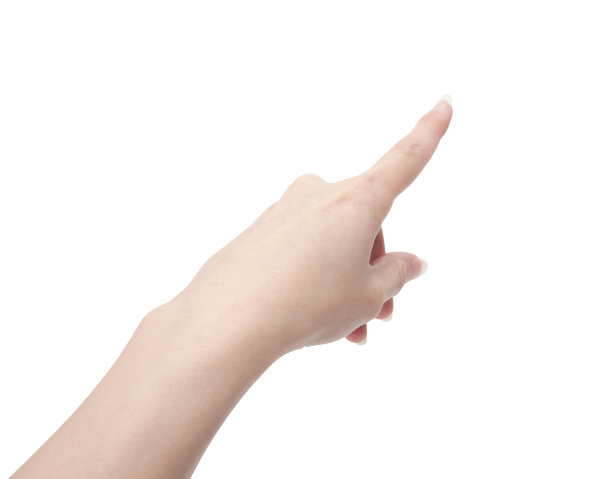 手指的食指显示了白色孤立背景上的距离素材图片