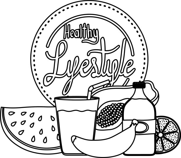 健康生活方式的字体和设置图标图片下载