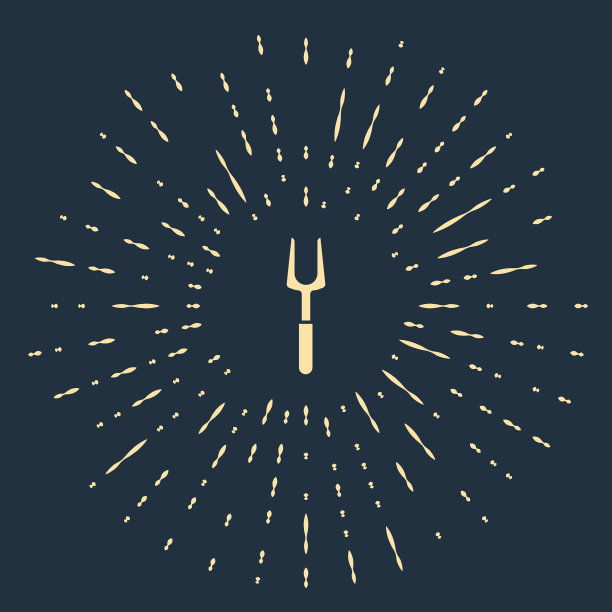 米色烧烤叉图标孤立在蓝色图片下载