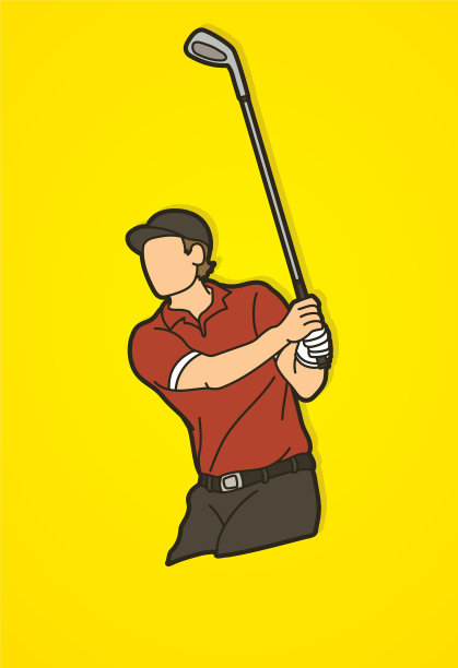 高尔夫球手高尔夫球手动作卡通运动图形图片下载