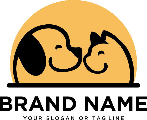 创意标志设计狗和猫的模板图片下载