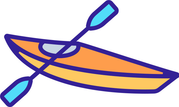 独木舟上的河流图标孤立的轮廓图片下载