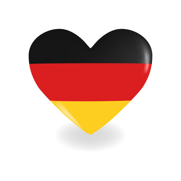 体积德国心在白色背景铸造图片下载