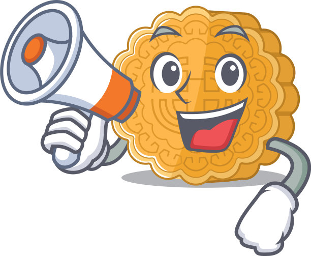 一个带有扩音器的标志性中国月饼图片下载