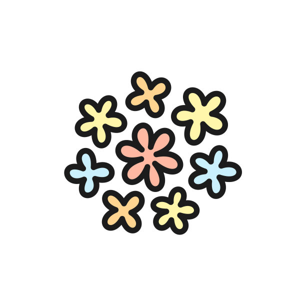 荞麦花平面颜色线图标图片下载