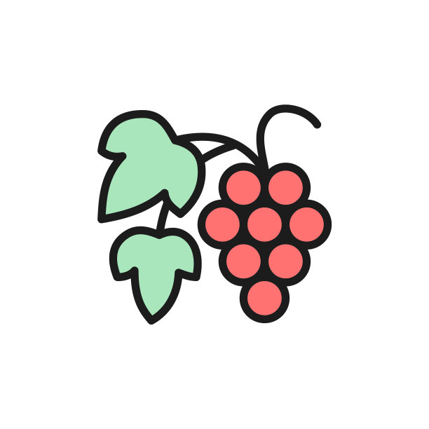 葡萄枝与浆果平坦的颜色线图片下载