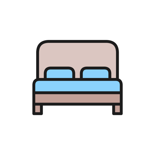 双人床酒店房间单色线图标图片下载