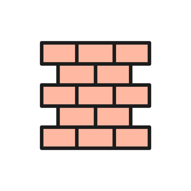砖墙砖砌平面颜色线图标图片下载