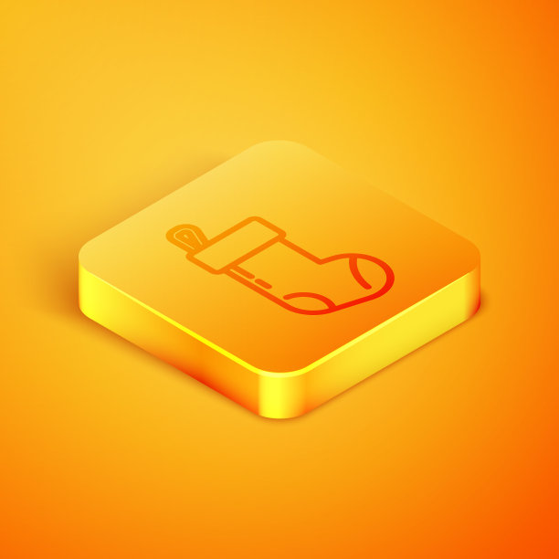 等距线圣诞袜图标孤立上图片下载