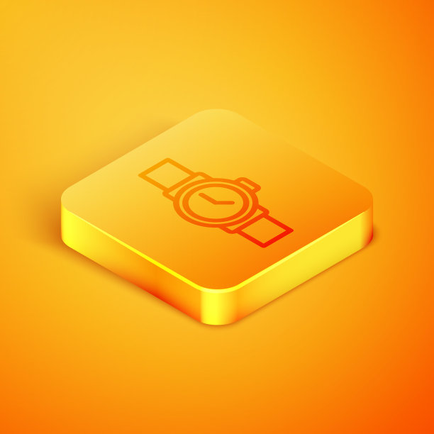 等距线腕表图标隔离在橙色图片下载