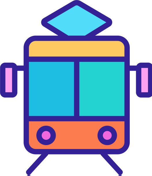 有轨电车图标孤立轮廓图片下载