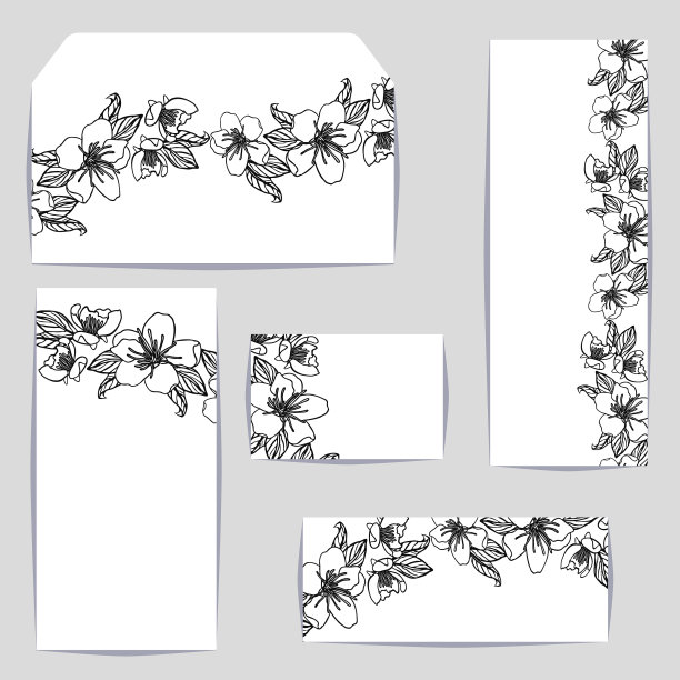 公司风格模板与花卉图案上图片下载