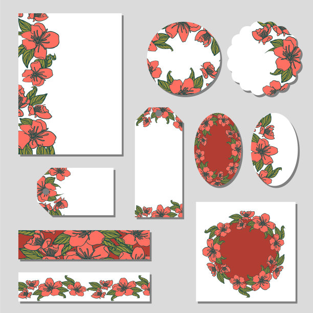 公司风格模板与花卉图案上图片下载