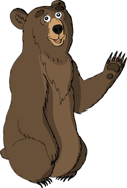 可爱有趣的动物棕熊养爪孤立图片下载