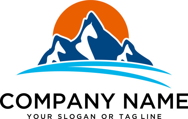 标志设计山河和太阳标志模板图片下载