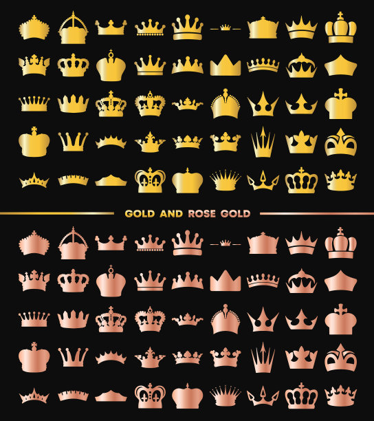 金色和玫瑰金色皇冠系列图片下载