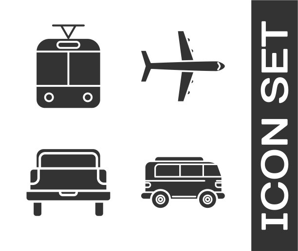 设置复古小型有轨电车和铁路皮卡图片下载