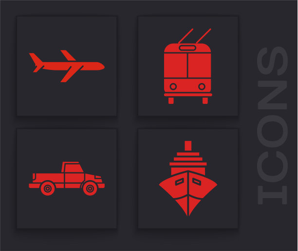 设置货船、飞机、无轨电车和小货车图片下载