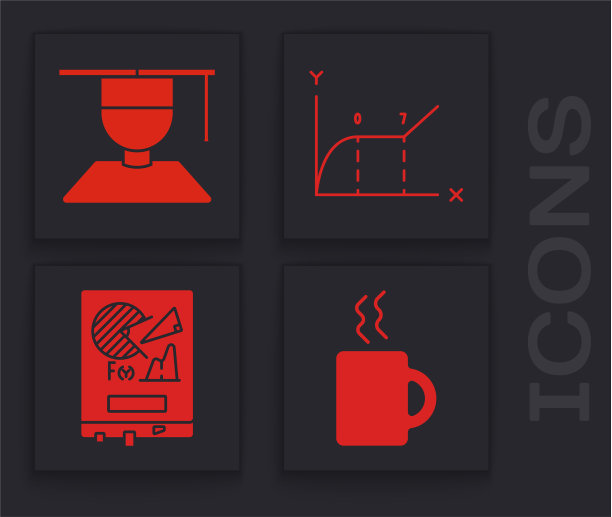 设置咖啡杯毕业和毕业帽派图片下载