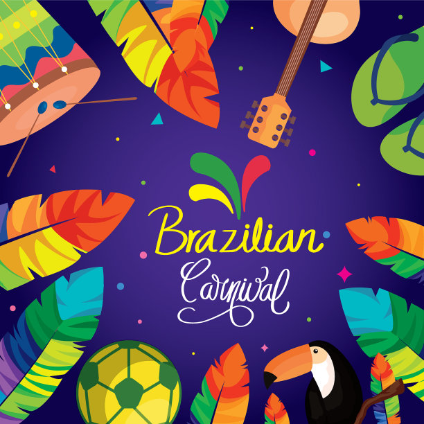 海报巴西狂欢节与框架图标图片下载
