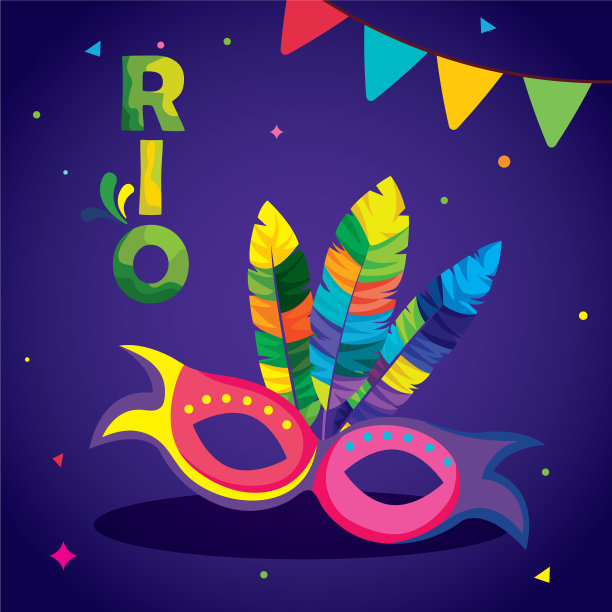 海报嘉年华里约热内卢的面具和装饰图片下载