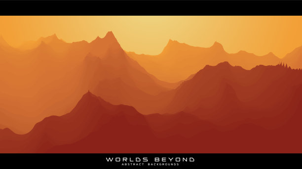 超越抽象风景的世界。矢量美丽的薄雾山坡上的雾。摘要梯度侵蚀地形表面背景。五彩缤纷的波。图片下载