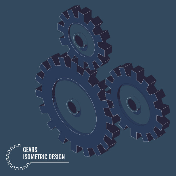 现代等距齿轮与灰色图片下载