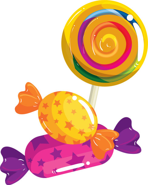 甜棒棒糖与糖果包装隔离图片下载