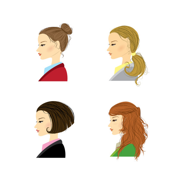 女性肖像在侧面上的白色背景图片下载