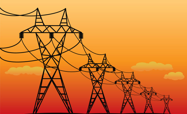 输电线路-黑色剪影图片下载