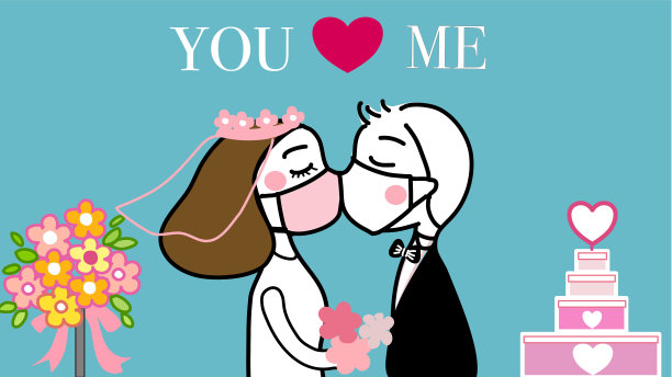 2019冠状病毒病时间向量中的爱情和婚礼图片下载