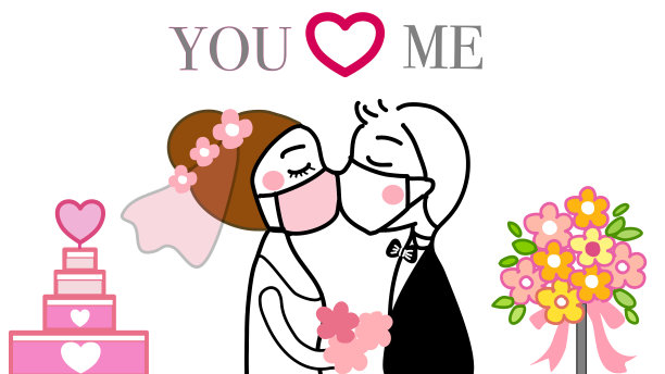 2019冠状病毒病时间向量中的爱情和婚礼图片下载