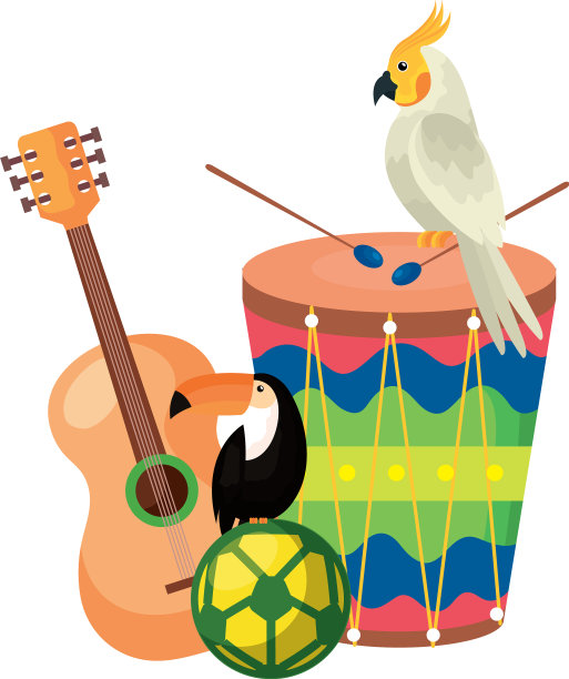 鼓与鹦鹉和设置图标图片下载