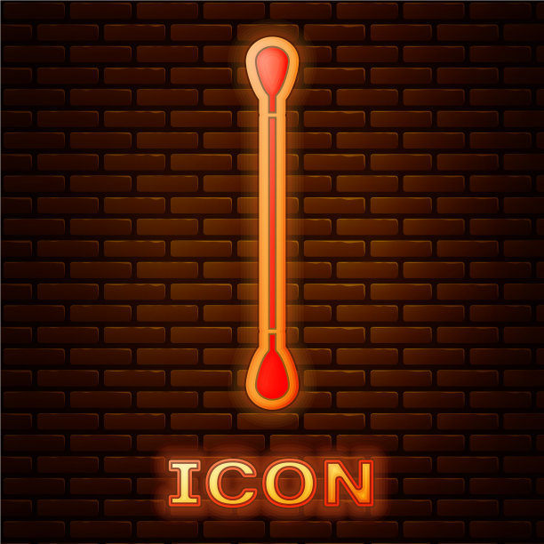 发光的霓虹灯棉签耳朵图标隔离图片下载