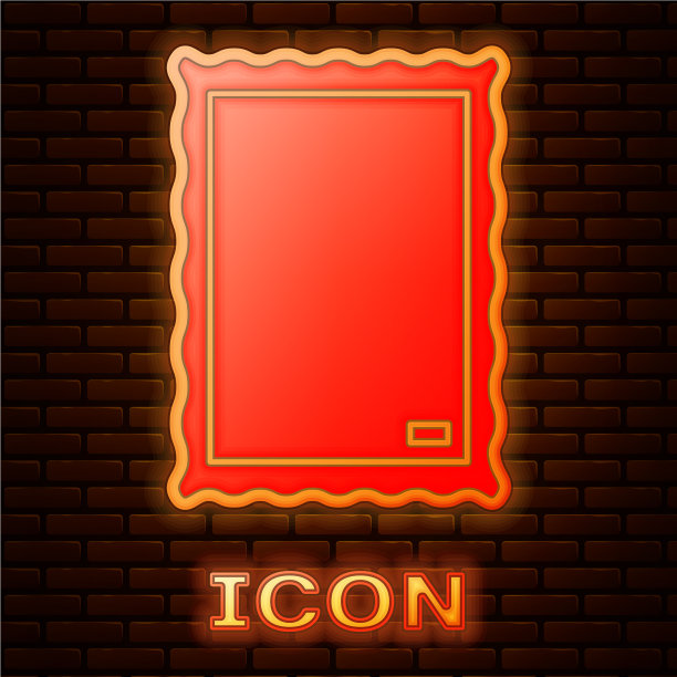 霓虹灯图片图标孤立在砖墙上图片下载