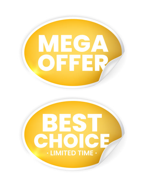 一套高质量逼真的金色标签在白色背景图片下载