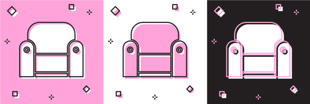 设置扶手椅图标隔离在粉红色和白色图片下载