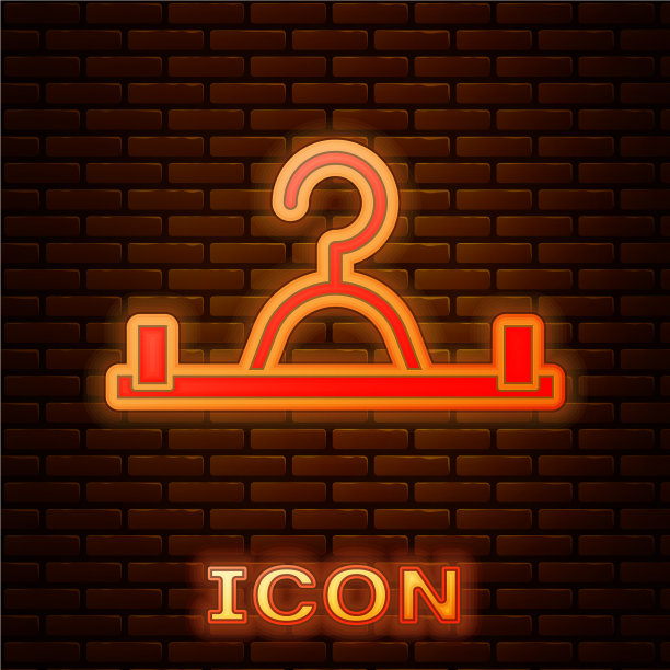 发光的霓虹灯衣架衣橱图标孤立图片下载