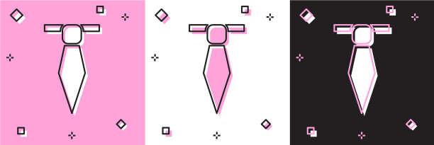 设置领带图标隔离在粉红色和白色黑色图片下载