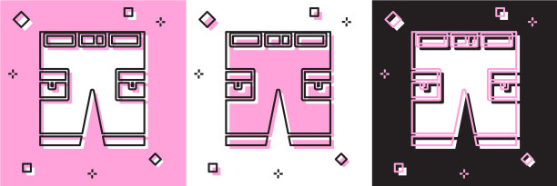 设置短裤或裤子图标隔离在粉红色和白色图片下载