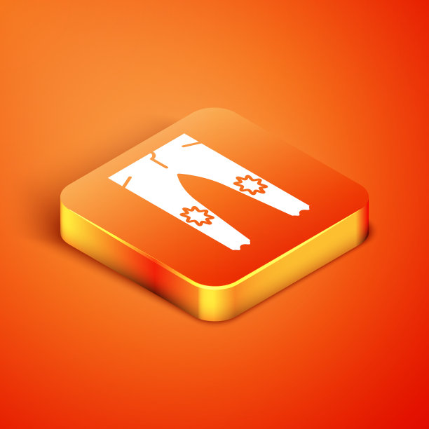 等距裤图标隔离在橙色背景图片下载