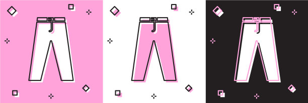 设置裤子图标隔离在粉红色和白色黑色图片下载