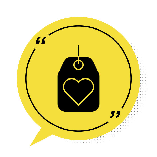 黑色心形标签图标孤立的白色背景图片下载