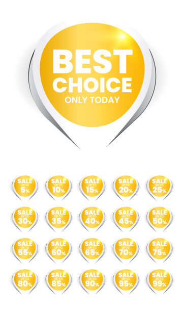 一套高质量逼真的金色标签在白色背景图片下载