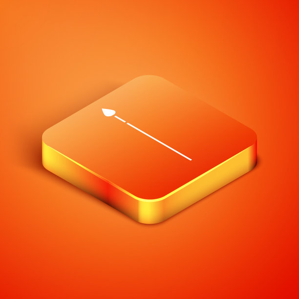 等距中世纪矛图标孤立在橙色上图片下载